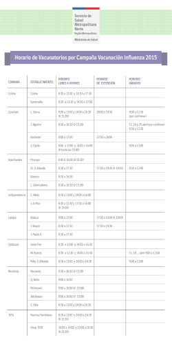 HORARIOS VACUNACION - Servicio de Salud Metropolitano Norte