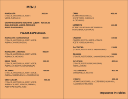 PIZZAS ESPECIALES Impuestos Incluidos