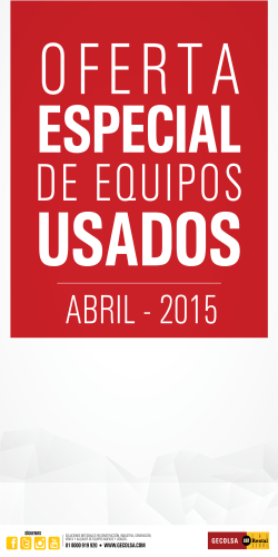 Oferta especial de equipos usados mes de abril 2015