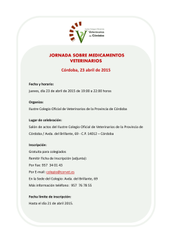 JORNADA SOBRE MEDICAMENTOS VETERINARIOS C&oacute;rdoba, 23