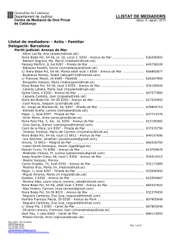 Llista de mediadors actius de família. Maig 2015