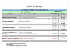 Institutos universitarios y carreras 2015