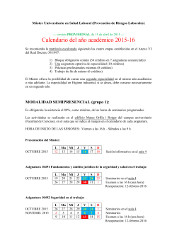 Calendario del curso 2015-16