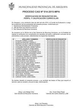 municipalidad provincial de arequipa proceso cas nº 014-2015-mpa