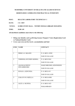Health Lab Technician I - Muhimbili University of Health and Allied