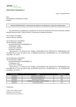 DIVISO GRUPO FINANCIERO S.A. Lunes, 13 de Abril de 2015 Sres
