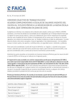 Circular 01 / Convenio Colectivo de Trabajo 652/2012
