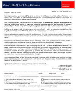 Circular After School-Solicitud Gala Vestuarios