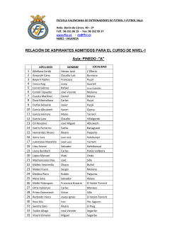 Lista de Admitidos (Grupos A y B) - FFCV :: Federación de Fútbol de