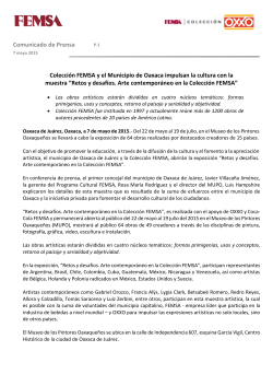 Comunicado de Prensa Colección FEMSA y el Municipio de Oaxaca