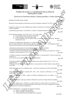 Ejercicios de Estructura at&oacute;mica, Sistema peri&oacute;dico y Enlace Quimico