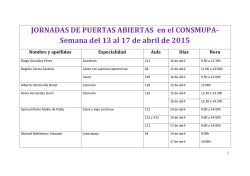 JORNADAS DE PUERTAS ABIERTAS en el CONSMUPA