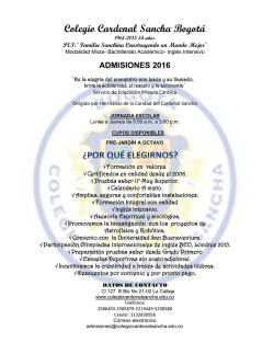 Proceso admisiones 2016 - Colegio Cardenal Sancha