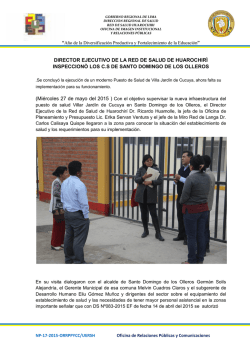 director ejecutivo de la red de salud de huarochir&igrave; inspeccion&ograve; los
