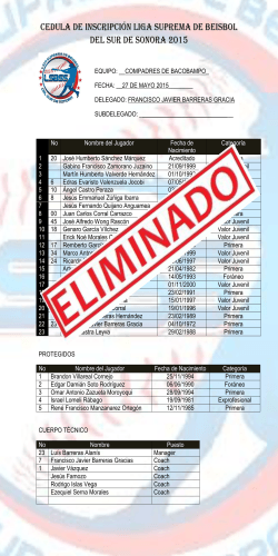 cedula de inscripción liga suprema de beisbol del sur de sonora 2015