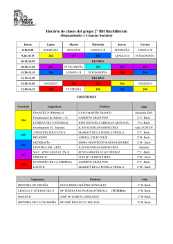 Horario de clases del grupo 2&ordm; BH Bachillerato