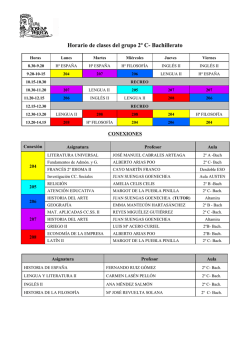 Horario de clases del grupo 2&ordm; C- Bachillerato