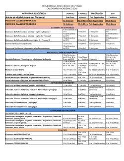 Calendario Académico 2015 - UJCV | Universidad José Cecilio del