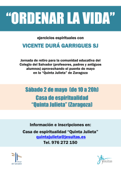 VICENTE DURÁ GARRIGUES SJ Sábado 2 de mayo (de 10 a 20h