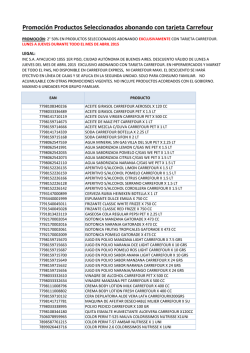 Promoci&oacute;n Productos Seleccionados abonando con tarjeta Carrefour