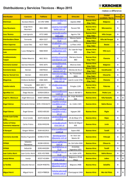 Distribuidores y Servicios T&eacute;cnicos - Mayo 2015