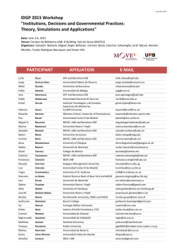 IDGP 2015 Workshop "Institutions, Decisions and