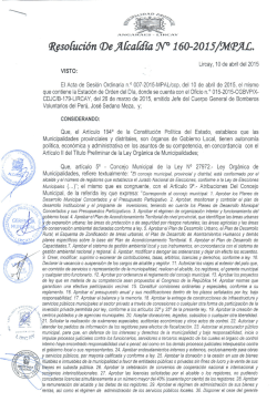 Resolución de Alcaldia N° 160-2015 MPAL