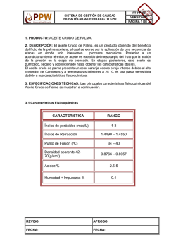 FICHA T&Eacute;CNICA ACEITE CRUDO DE PALMA