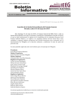Boletín 094 del 31 de mayo de 2015. Acuerdos de la Sesión