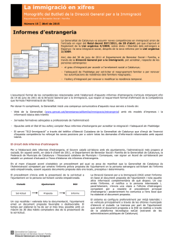 Informes d`estrangeria - Departament de Benestar Social i Fam&iacute;lia