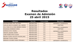 Resultados Examen de Admisión 16 Marzo 2013