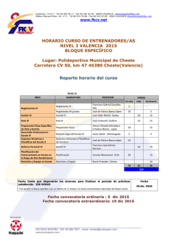 HORARIO CURSO DE ENTRENADORES/AS NIVEL 3 VALENCIA