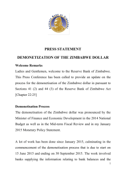 Press Statement - Reserve Bank of Zimbabwe