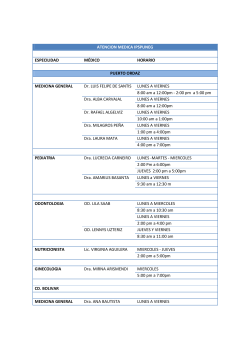 ATENCION MEDICA IPSPUNEG ESPECILIDAD MÉDICO HORARIO