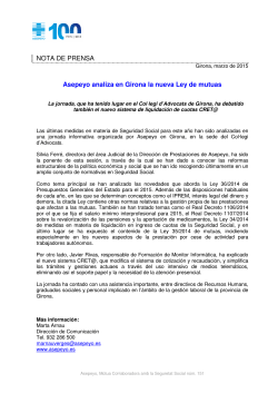 Asepeyo analiza en Girona la nueva Ley de mutuas