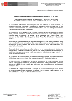 Hospital Vitarte realizar&aacute; Feria Informativa el viernes 10 de abril LA