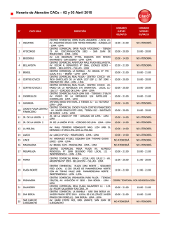 Horario de Atenci&oacute;n CACs &ndash; 02 y 03 Abril 2015