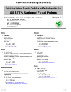 SBSTTA NFP - Convention on Biological Diversity