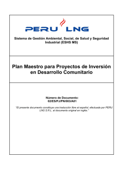Plan Maestro para Proyectos de Inversión en Desarrollo