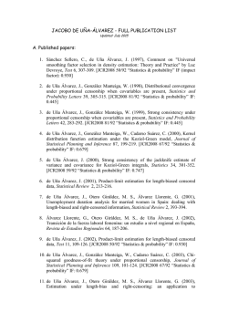 JACOBO DE U&Ntilde;A-&Aacute;LVAREZ - FULL PUBLICATION LIST