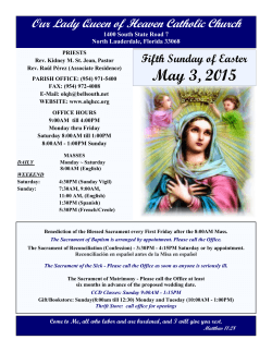 May 3, 2015 - Our Lady Queen of Heaven