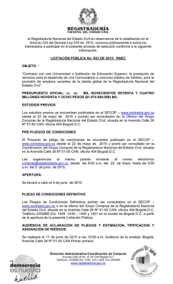 Primer Aviso de LICITACIÓN PÚBLICA No. 003 DE 2015