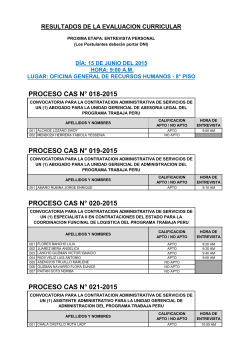 proceso cas n° 018-2015 proceso cas n° 019-2015 proceso