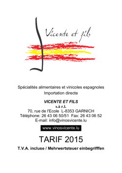 TARIF 2015 - Vicente & Fils