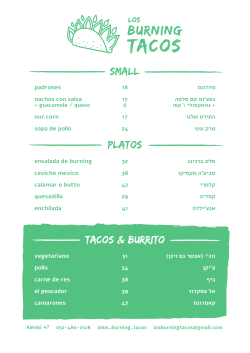 tacos new menu - Feb
