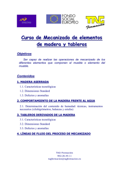 Curso de Mecanizado de elementos de madera y tableros