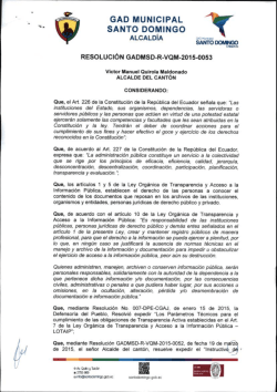 RESOLUCIÓN GADMSD-R-VQM-2015