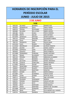 horarios de inscripción para el período escolar junio