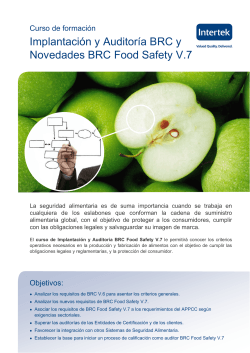Implantación y Auditoría BRC y Novedades BRC Food
