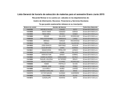 Lista General de horario de selección de materias para el semestre